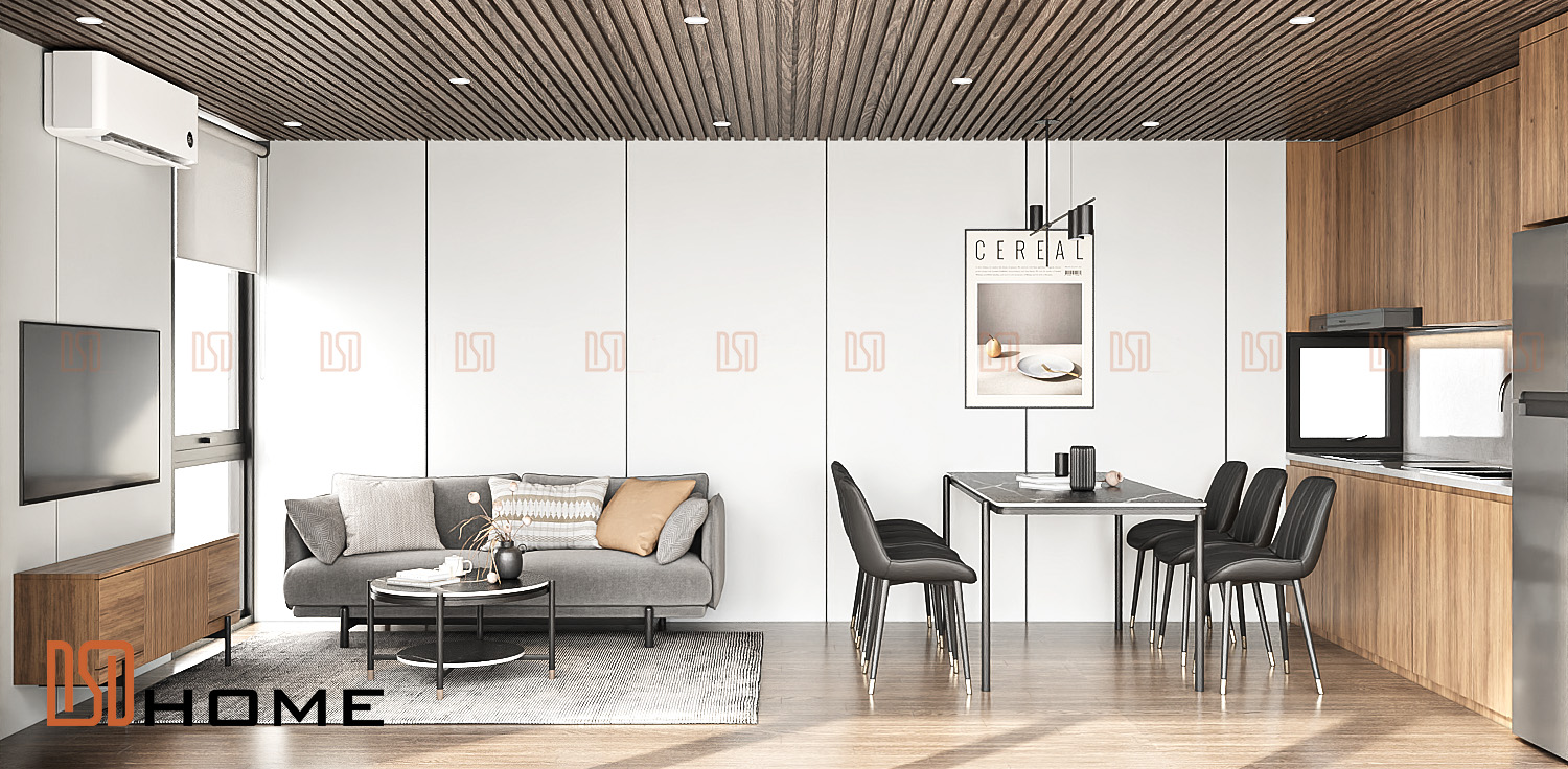 Phòng khách Tone màu gỗ óc chó - Ảnh 3