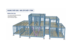 KHUNG THÉP G550 2 TẦNG 108M2 MÁI BẰNG
