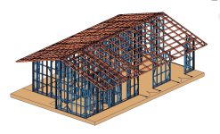 KHUNG THÉP G550 100M2 1 TẦNG MÁI CHÉO