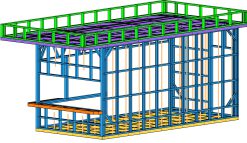 Hệ xà gồ G550 liên kết với khung mái, tạo nền đỡ chắc chắn cho hệ vật liệu mái kiot