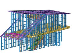 Hệ khung thép G550 được phân chia theo từng cao độ, tạo nên kết cấu 2 tầng đồng bộ và phù hợp với hình khối kiến trúc