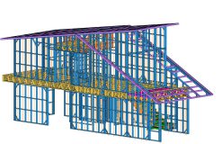 Khung thép G550 114m² 2 tầng – Hệ kết cấu module được tổ chức đồng bộ từ tầng 1, tầng 2 đến hệ mái công trình